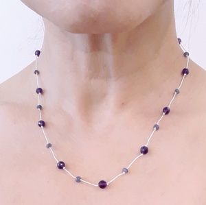 DEEP AMETHYST WITH GRAY ONYX BEAD NECKLACE
